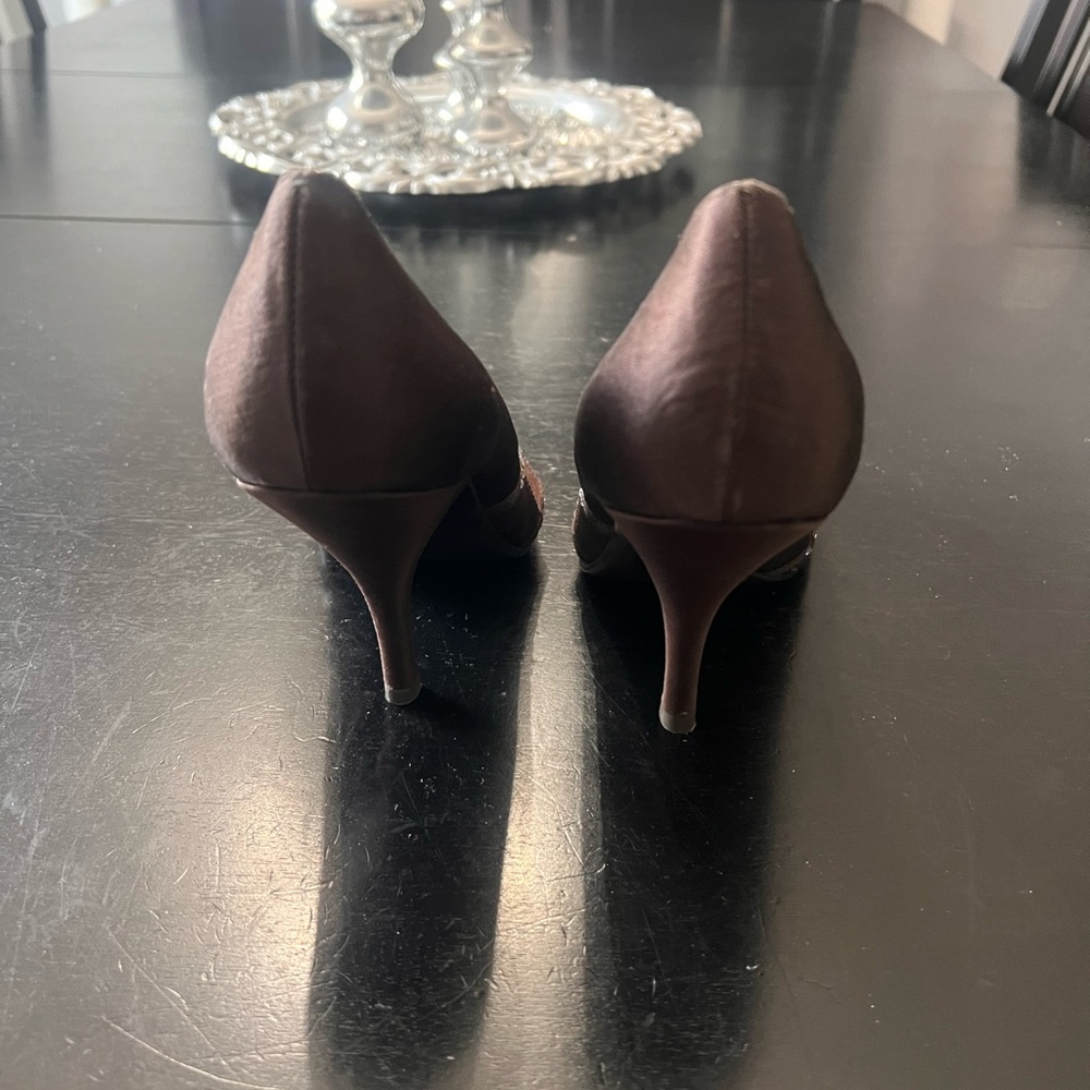 Alfani Chocolate Rhinestone Peep-Toe Heels - Picture 4 of 5